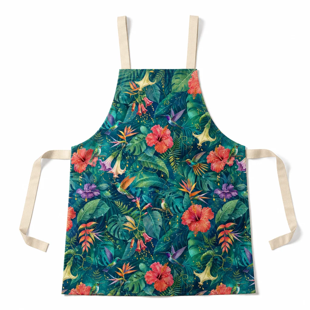 Hummingbird Nectar All-Over Print Apron - flat lay