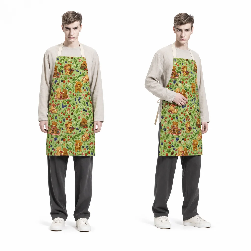 Bear Picnic Forest All-Over Print Apron - worn by model
