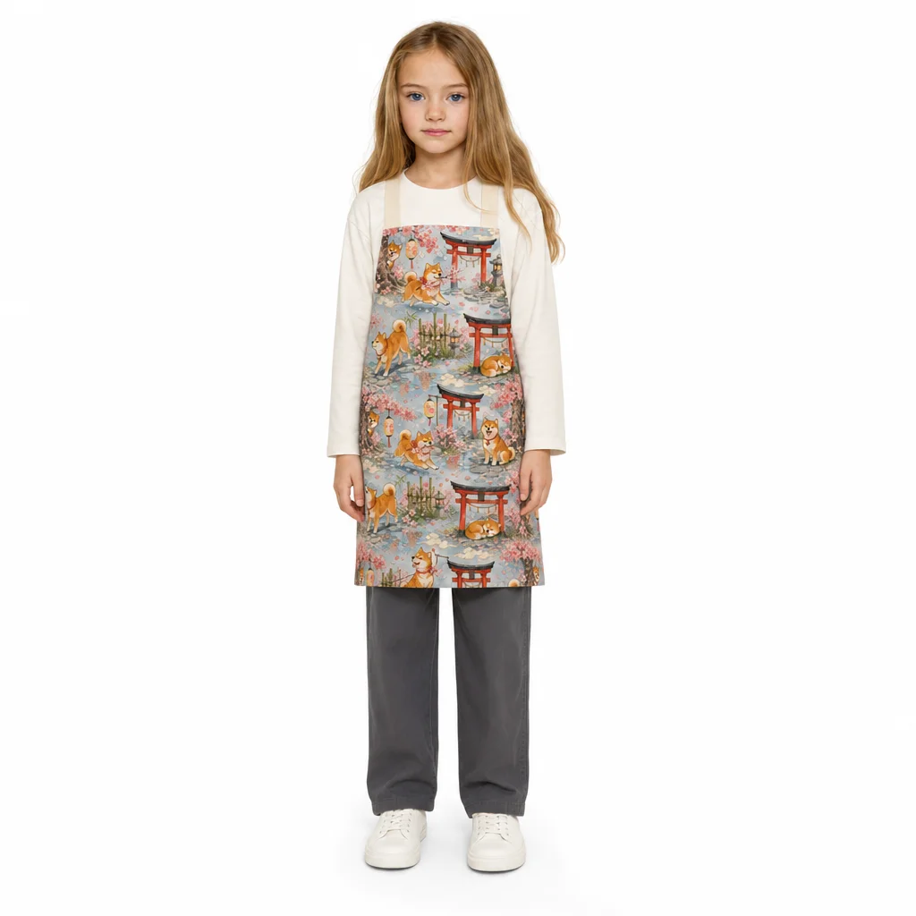 Shiba Sakura Path All-Over Print Apron - worn by model