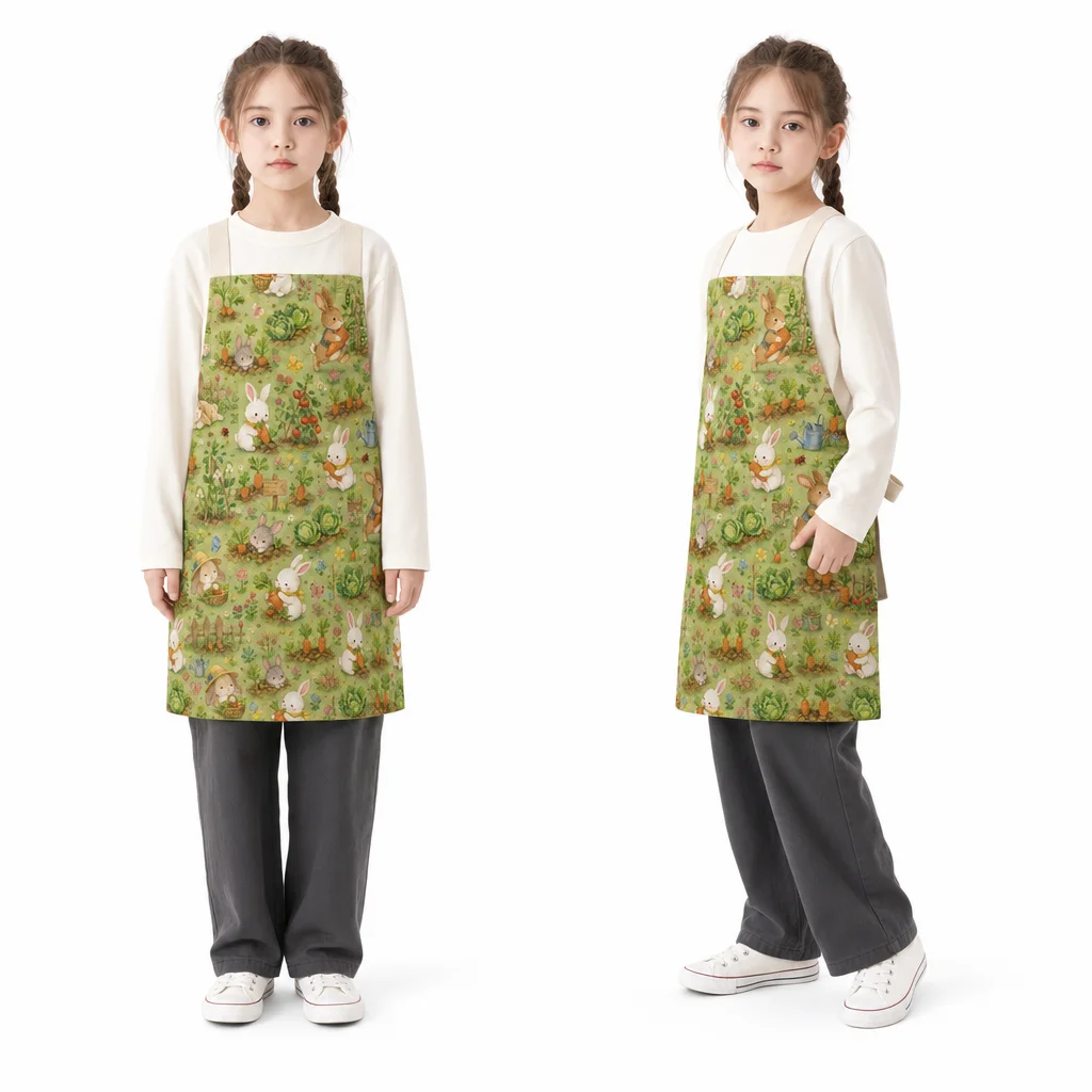 Cottage Rabbit Garden All-Over Print Apron - worn by model