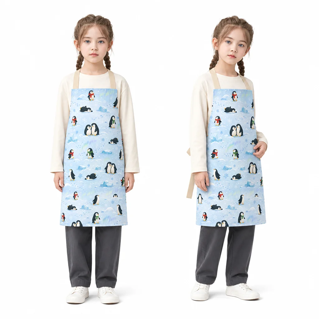 Penguin Snow Walk All-Over Print Apron - worn by model