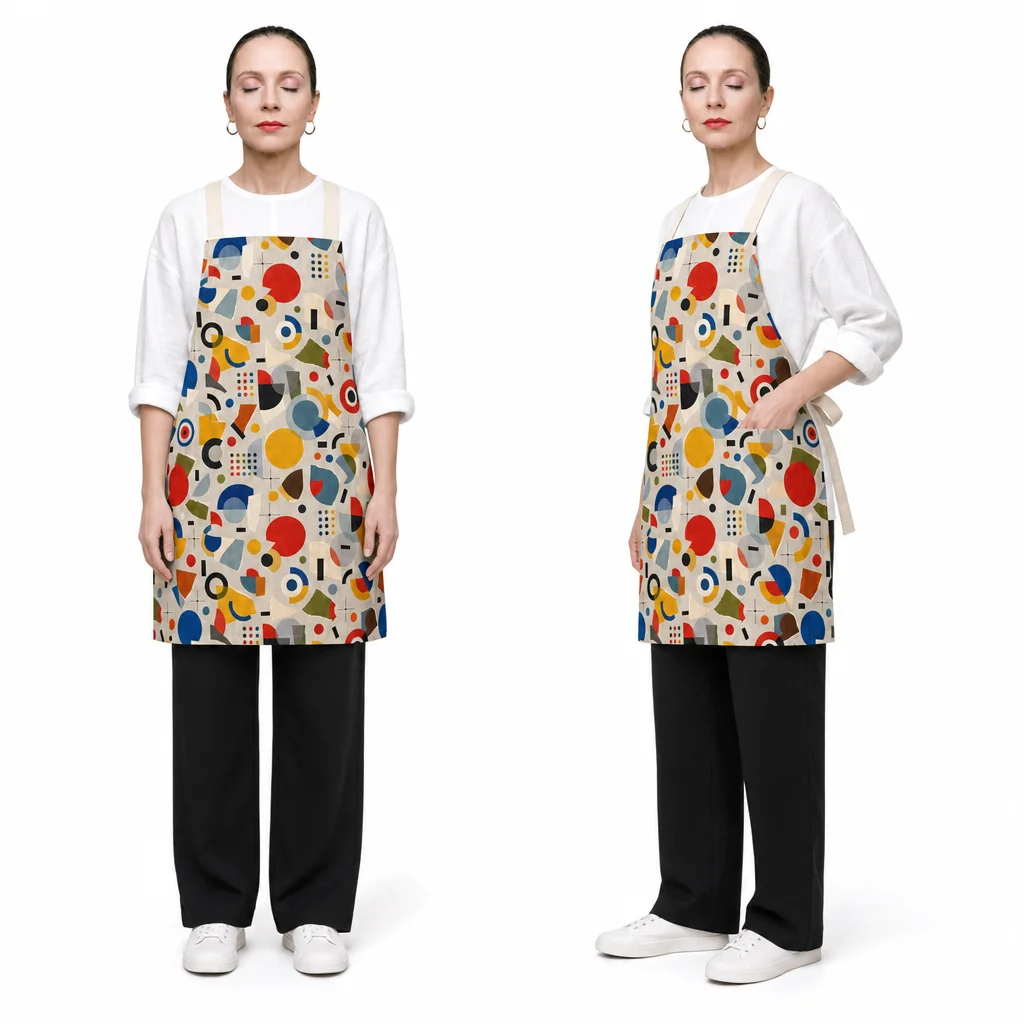 Bauhaus Circles All-Over Print Apron - worn by model