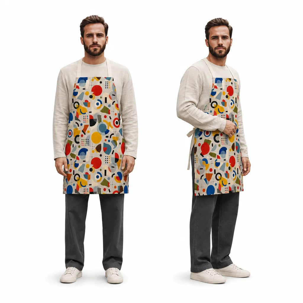 Bauhaus Circles All-Over Print Apron - worn by model