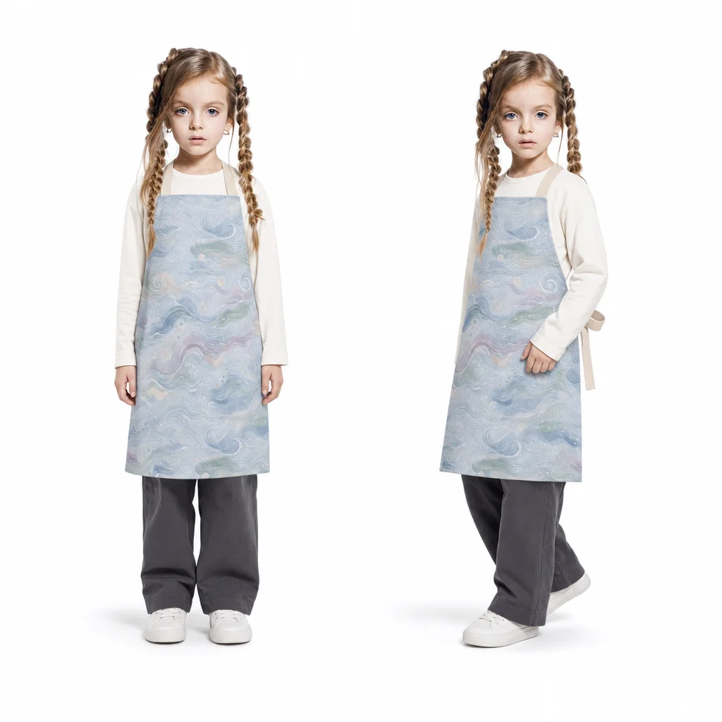 Hand-Drawn Quiet Tide All-Over Print Apron - worn by model