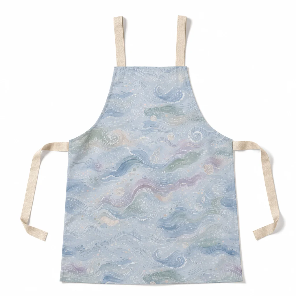 Hand-Drawn Quiet Tide All-Over Print Apron - flat lay