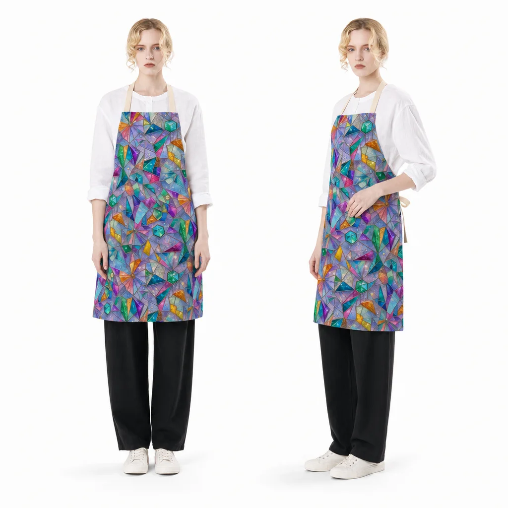 Stained Glass Geometry All-Over Print Apron - worn by model