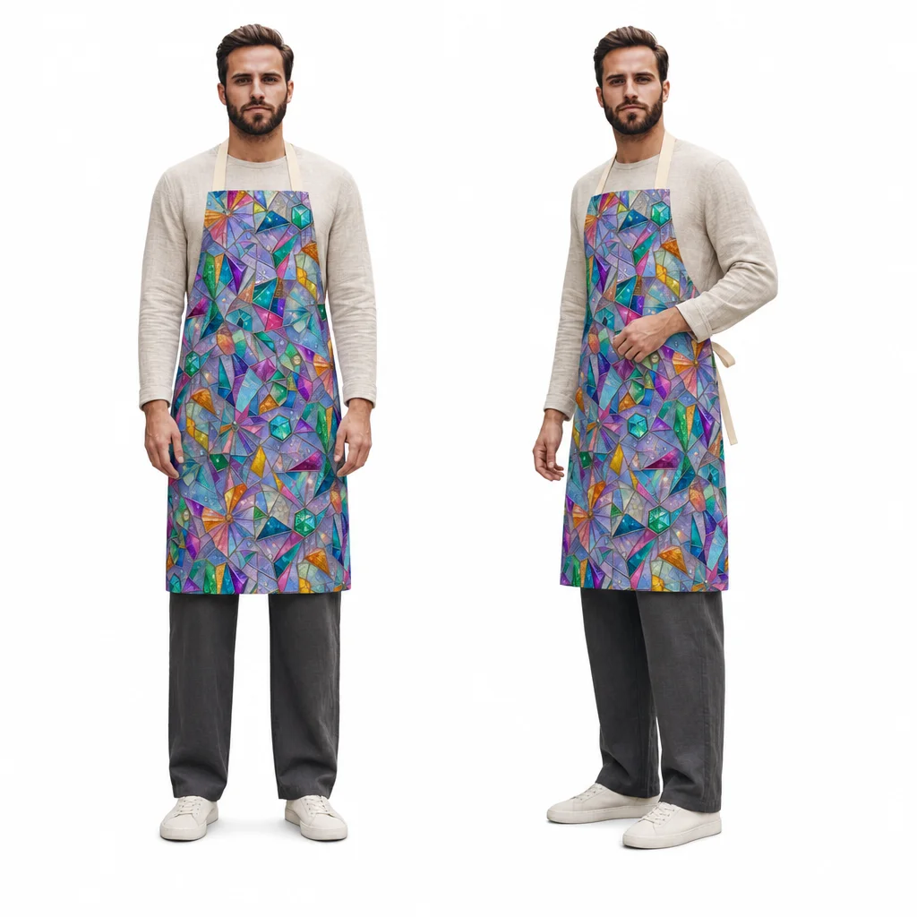 Stained Glass Geometry All-Over Print Apron - worn by model