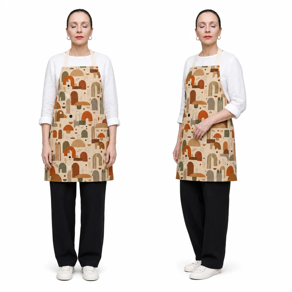 Earth Arch Geometry All-Over Print Apron - worn by model
