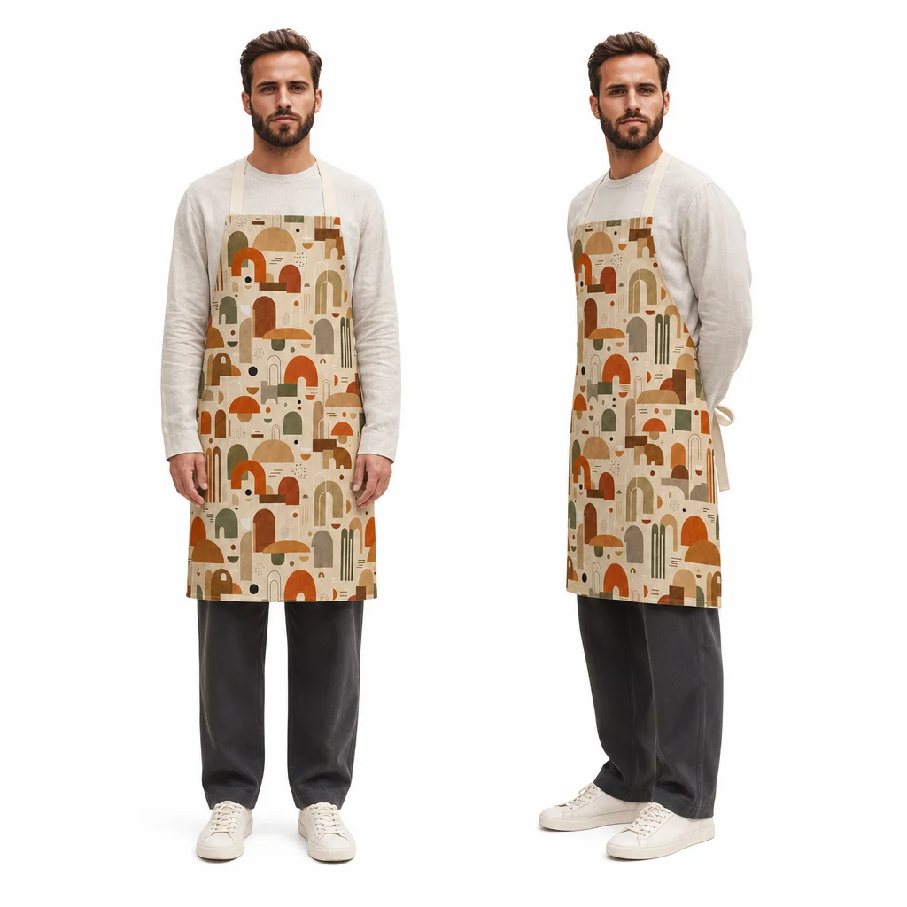 Earth Arch Geometry All-Over Print Apron - worn by model