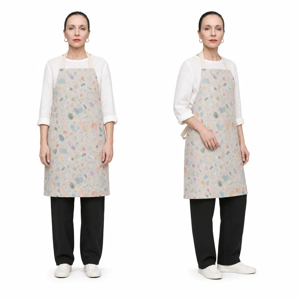 Soft Terrazzo Glow All-Over Print Apron - worn by model