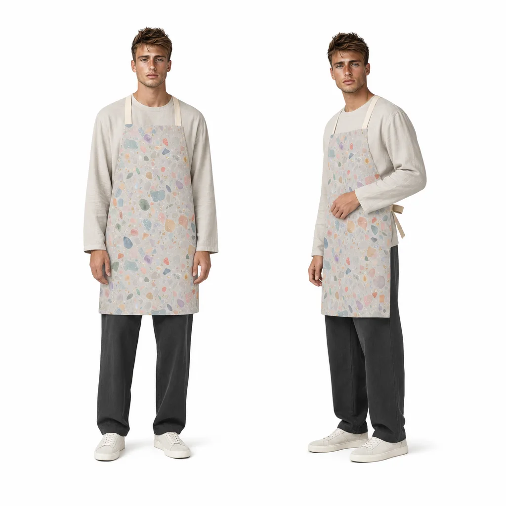 Soft Terrazzo Glow All-Over Print Apron - worn by model