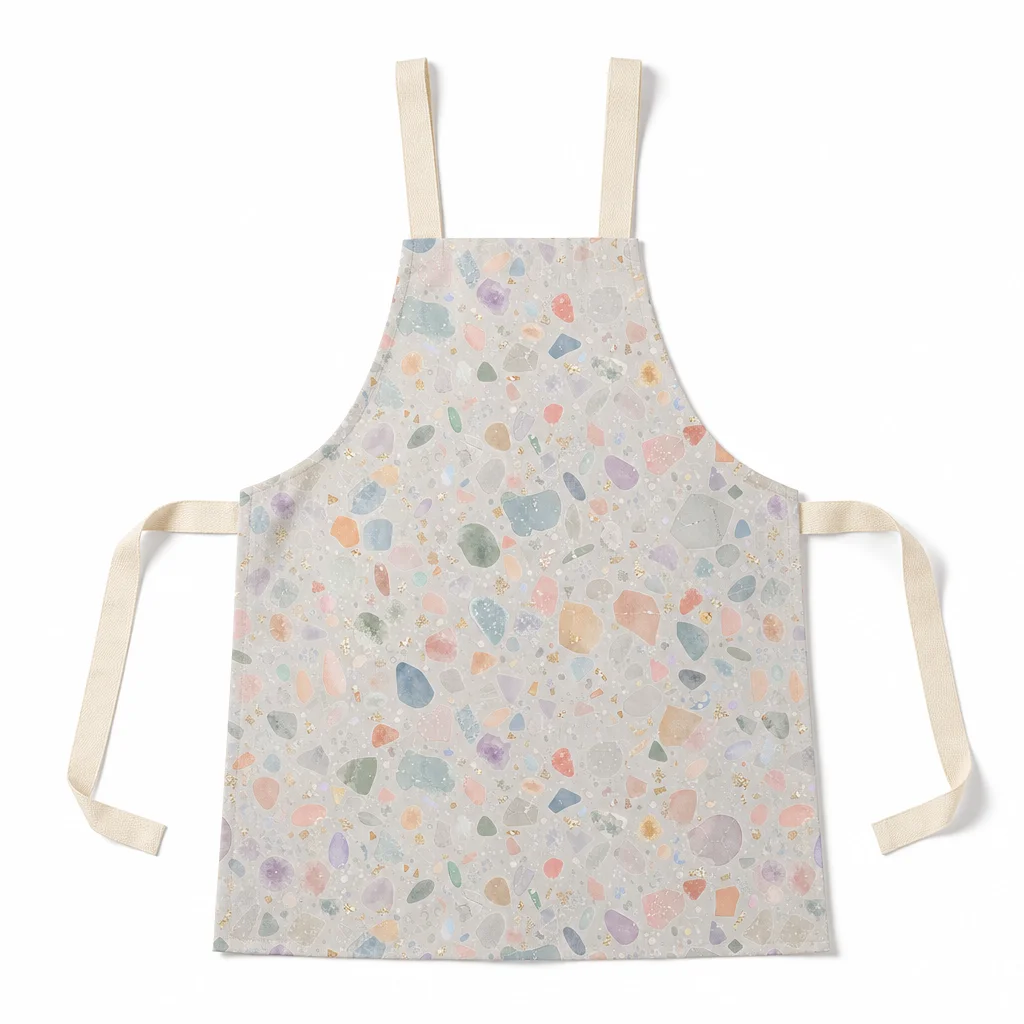 Soft Terrazzo Glow All-Over Print Apron - flat lay