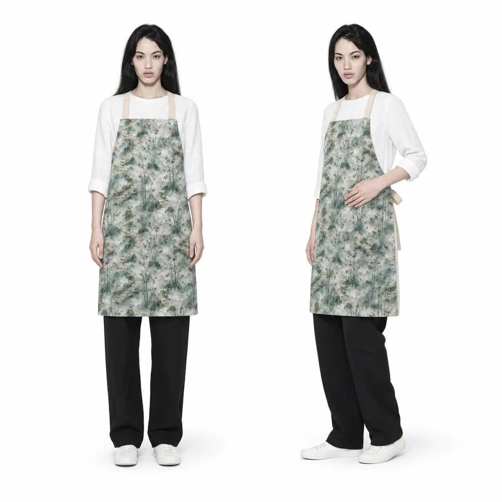 Misty Bamboo Path All-Over Print Apron - worn by model