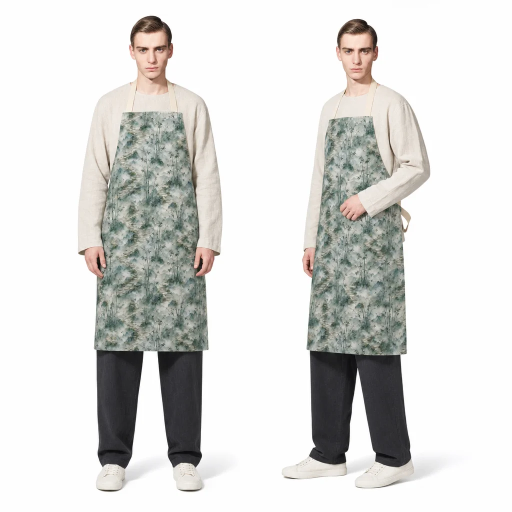 Misty Bamboo Path All-Over Print Apron - worn by model