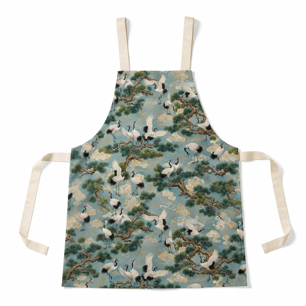 Crane Pine Longevity All-Over Print Apron - flat lay