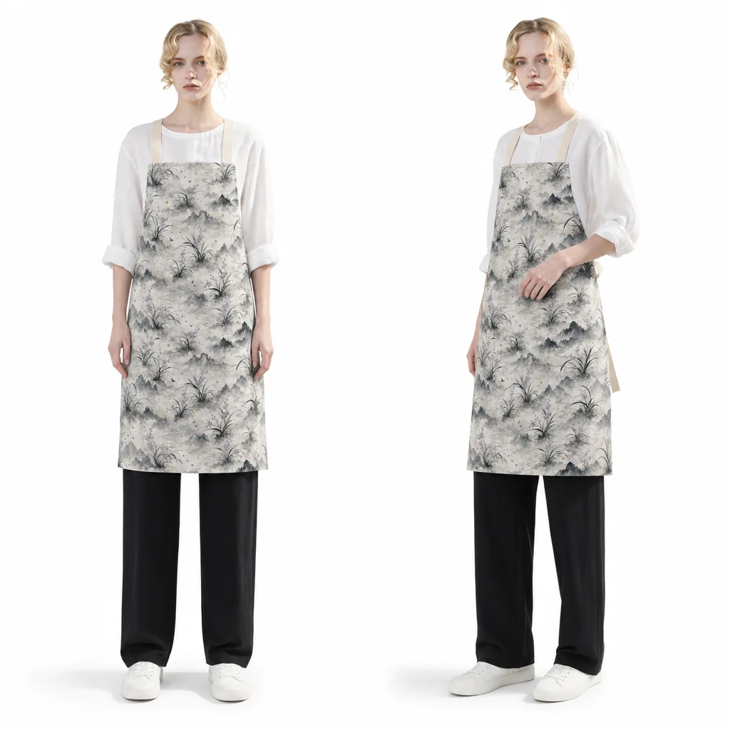 Ink Orchid Landscape All-Over Print Apron - worn by model