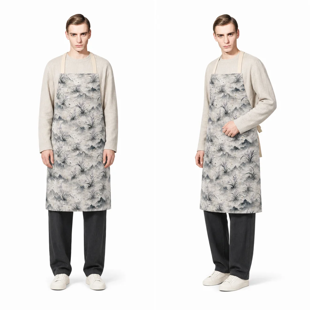 Ink Orchid Landscape All-Over Print Apron - worn by model
