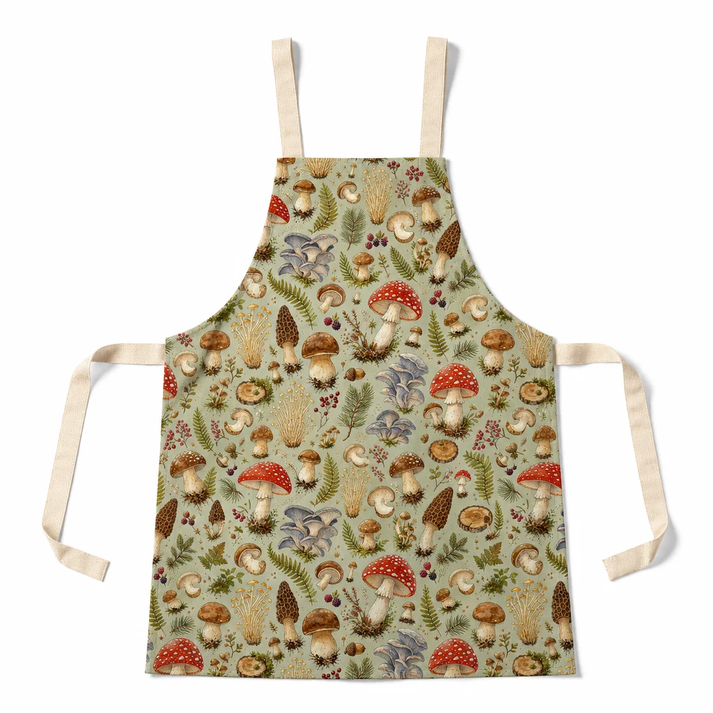 Forest Mushroom Forager All-Over Print Apron - flat lay