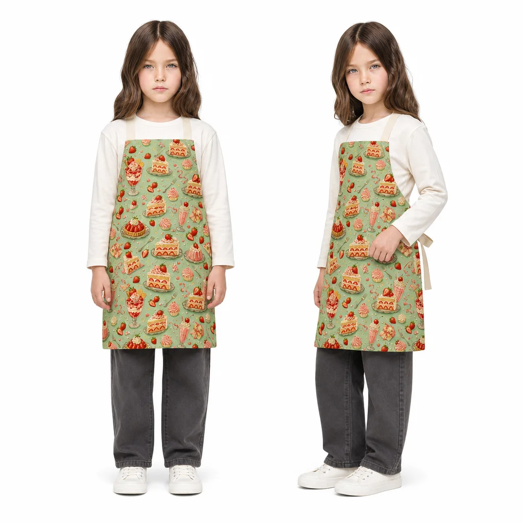 Strawberry Cream Dessert Party All-Over Print Apron - worn by model