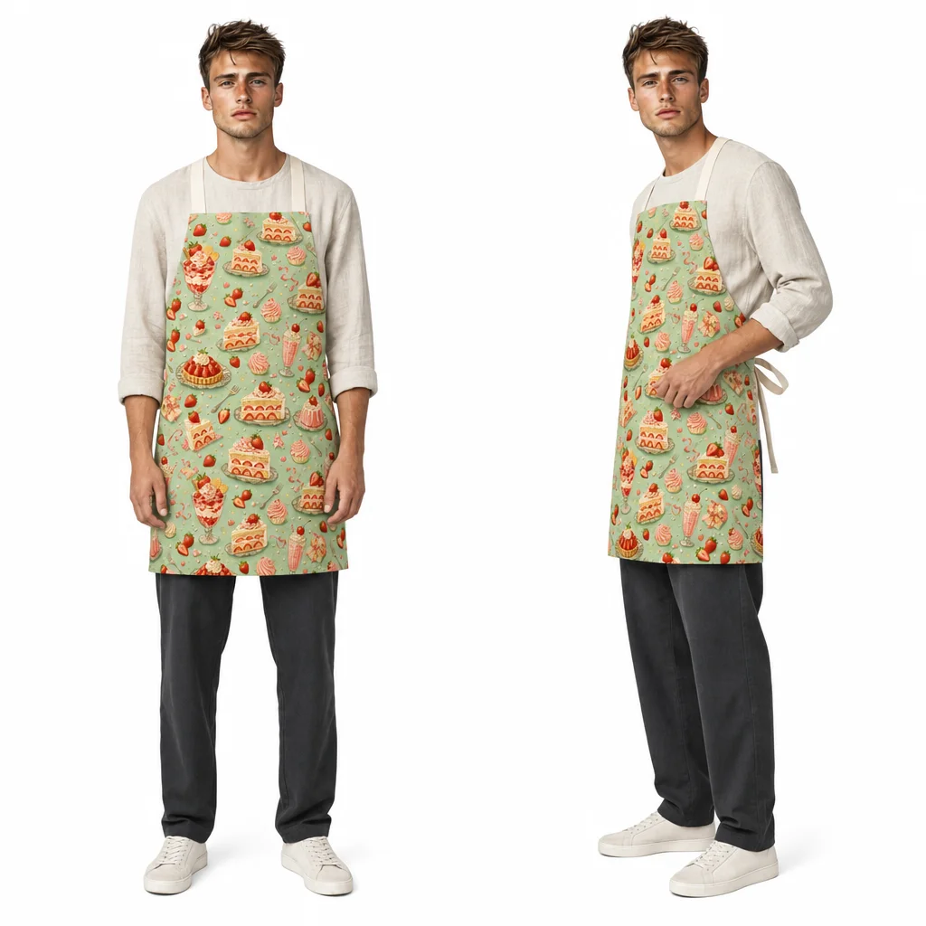 Strawberry Cream Dessert Party All-Over Print Apron - worn by model