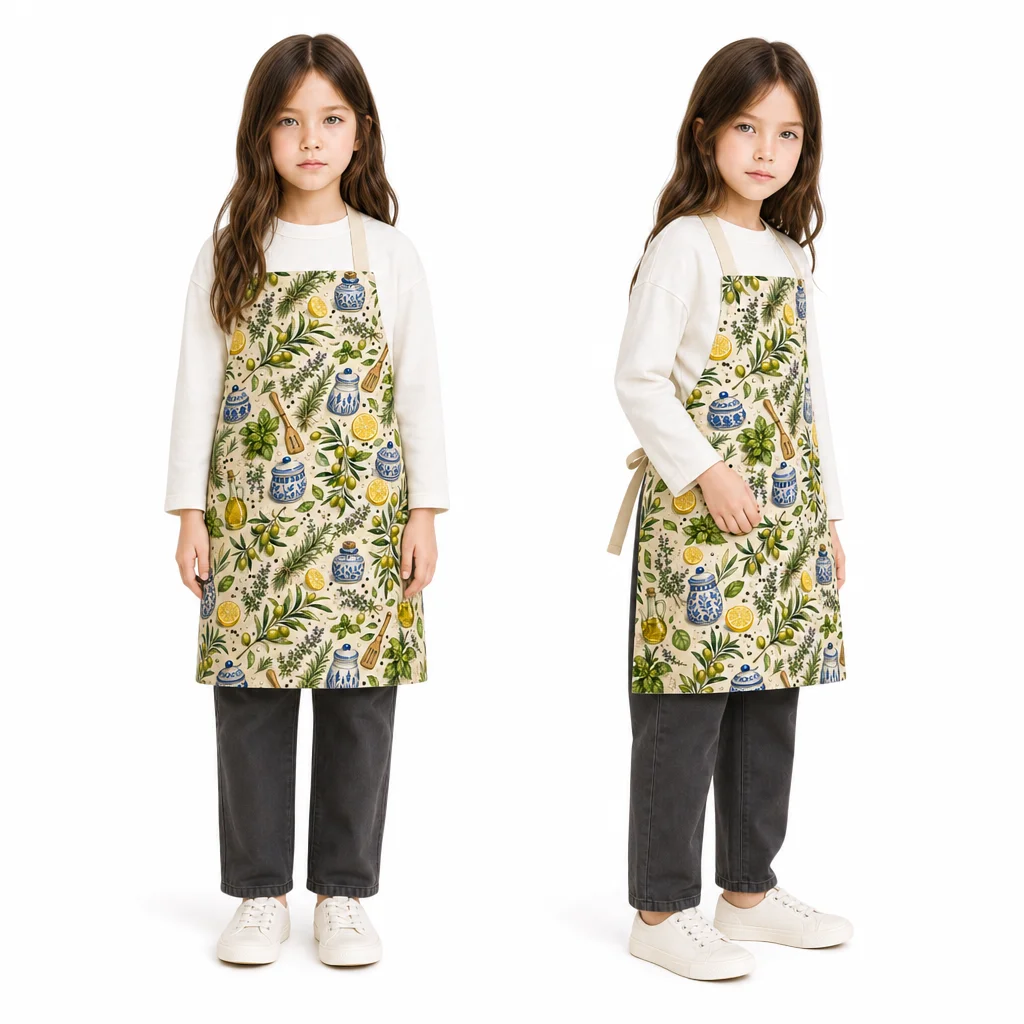 Mediterranean Herb Kitchen All-Over Print Apron - worn by model