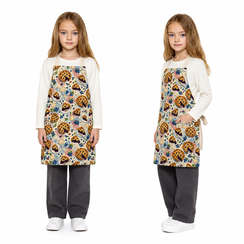 Blueberry Pie Picnic Gingham All-Over Print Apron - worn by model