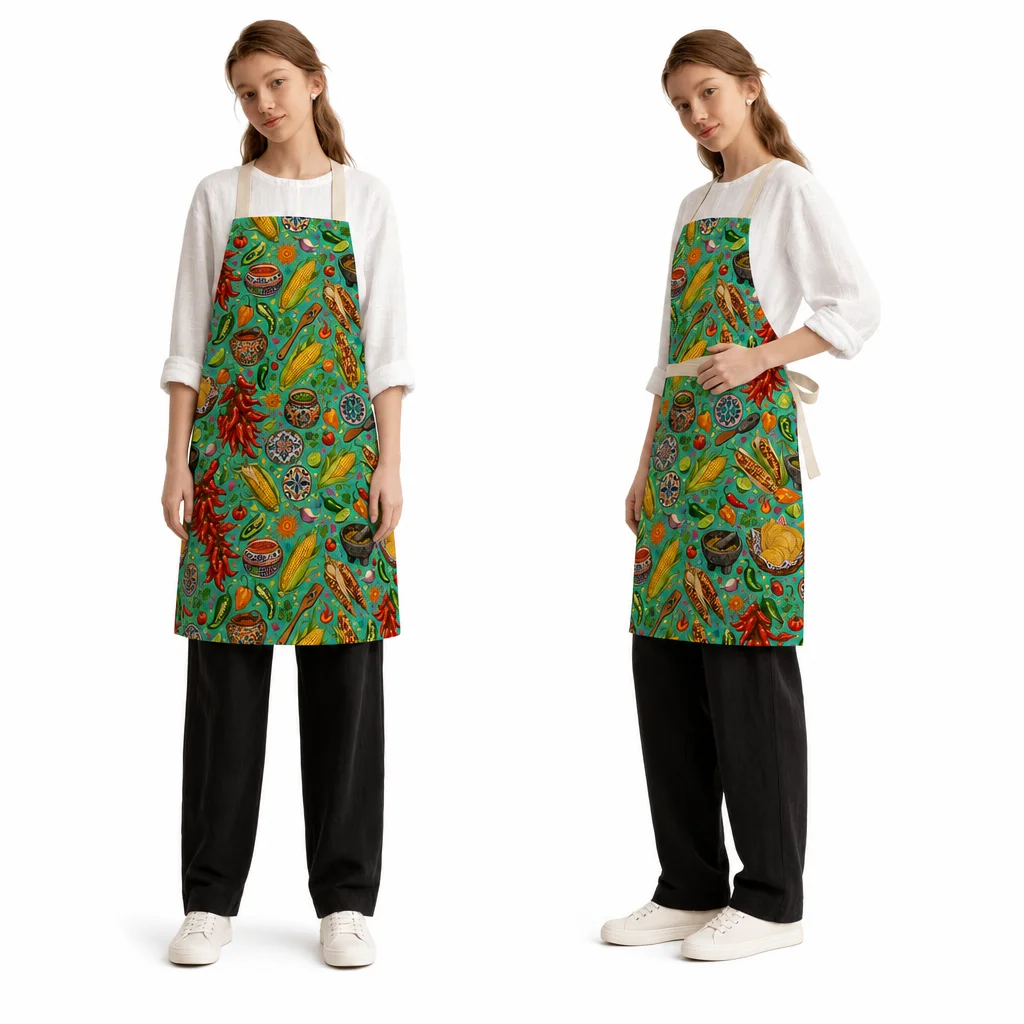 Mexican Chili Corn Fiesta All-Over Print Apron - worn by model