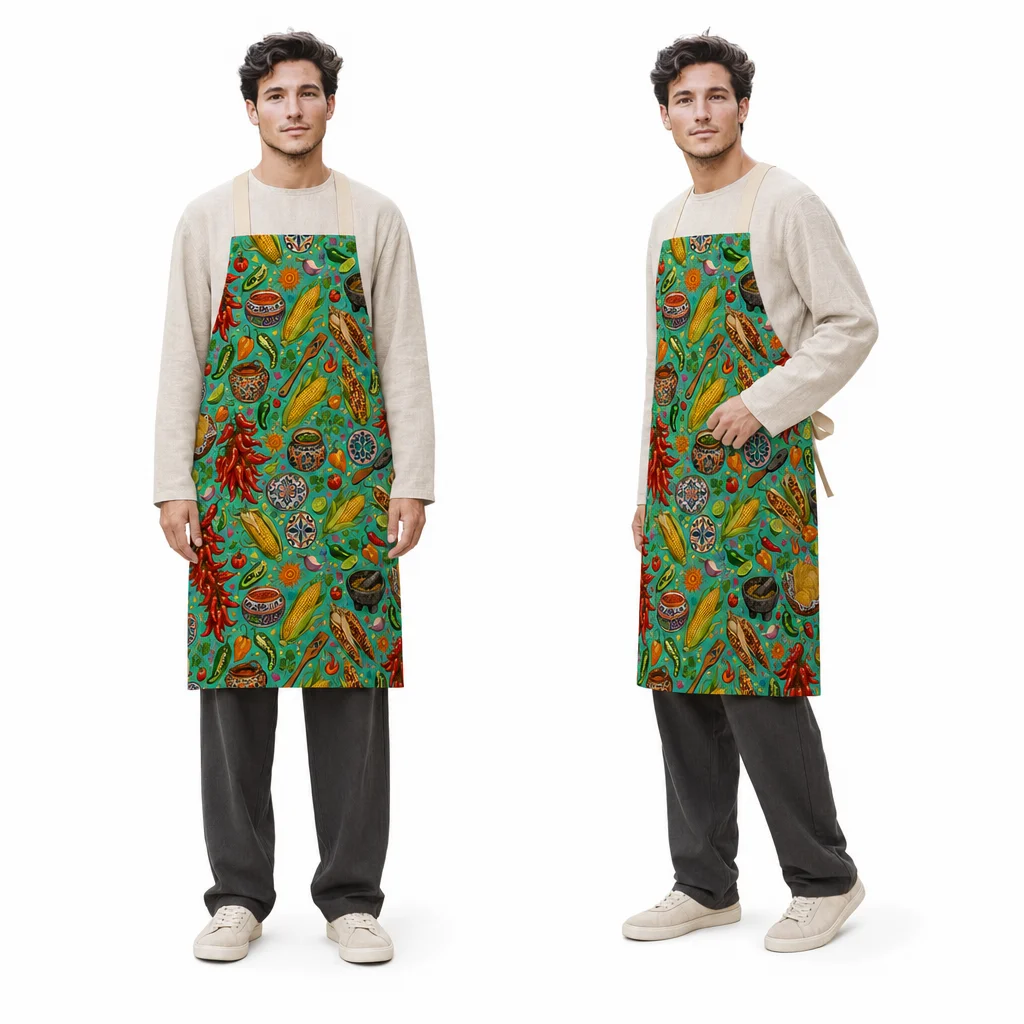 Mexican Chili Corn Fiesta All-Over Print Apron - worn by model