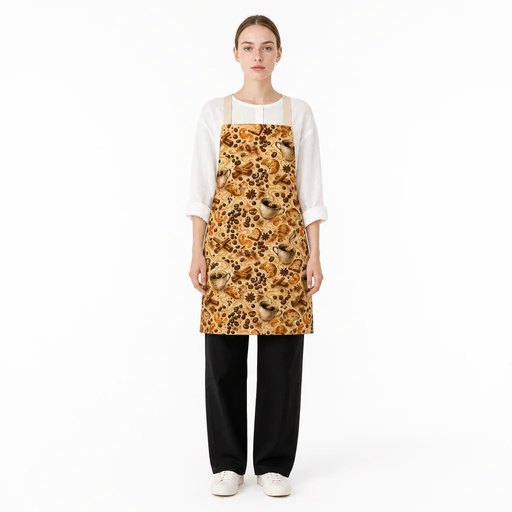 Morning Coffee Spice All-Over Print Apron - worn by model