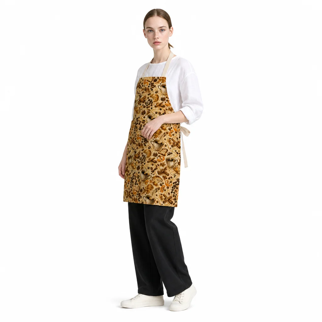 Morning Coffee Spice All-Over Print Apron - worn by model