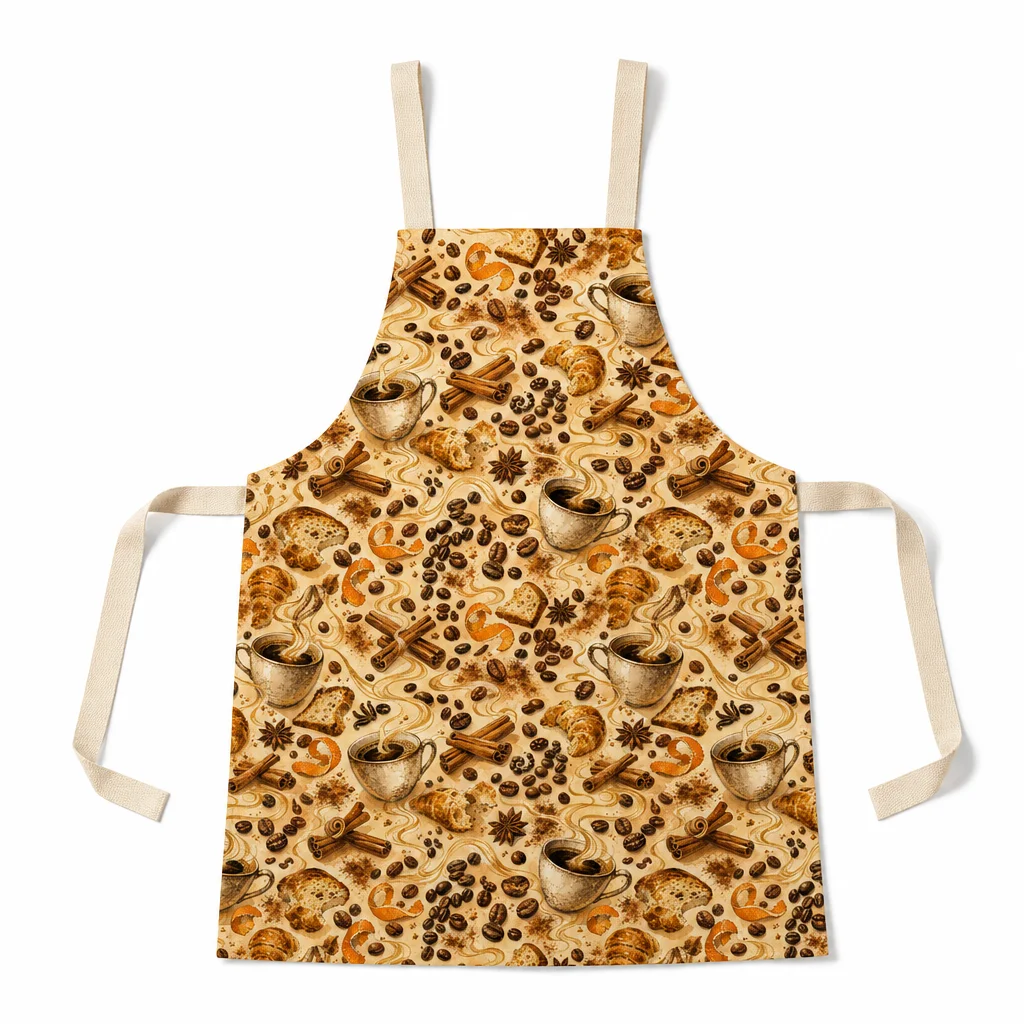 Morning Coffee Spice All-Over Print Apron - flat lay