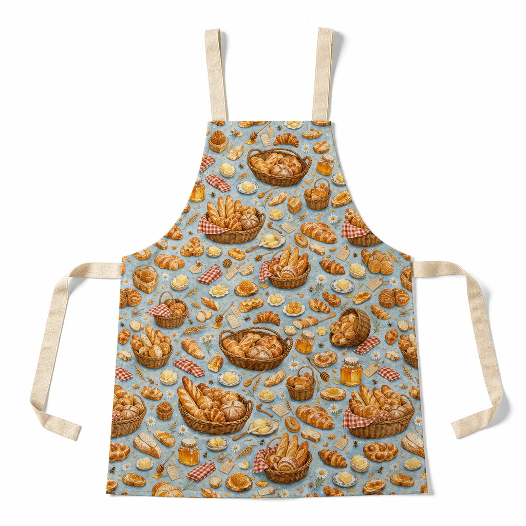 French Bread Basket All-Over Print Apron - flat lay