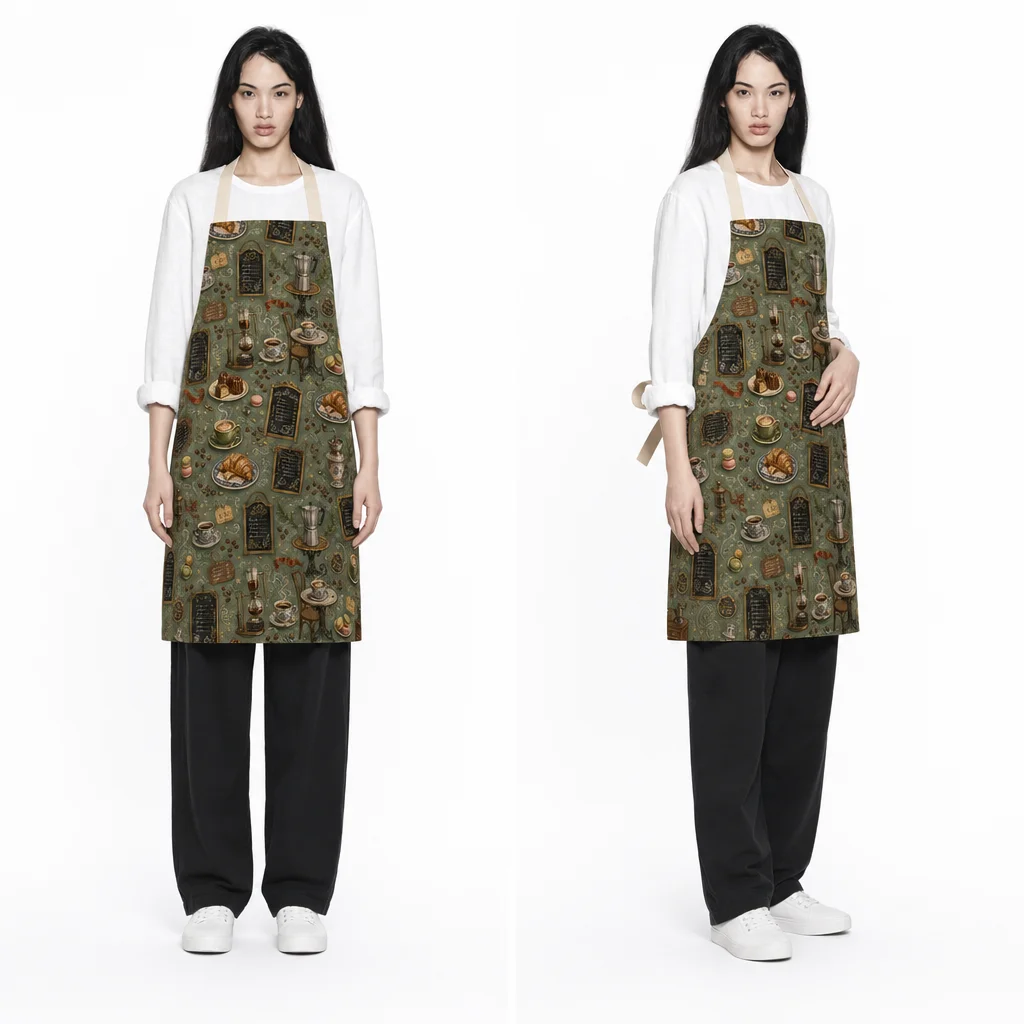 Vintage Café Menu All-Over Print Apron - worn by model