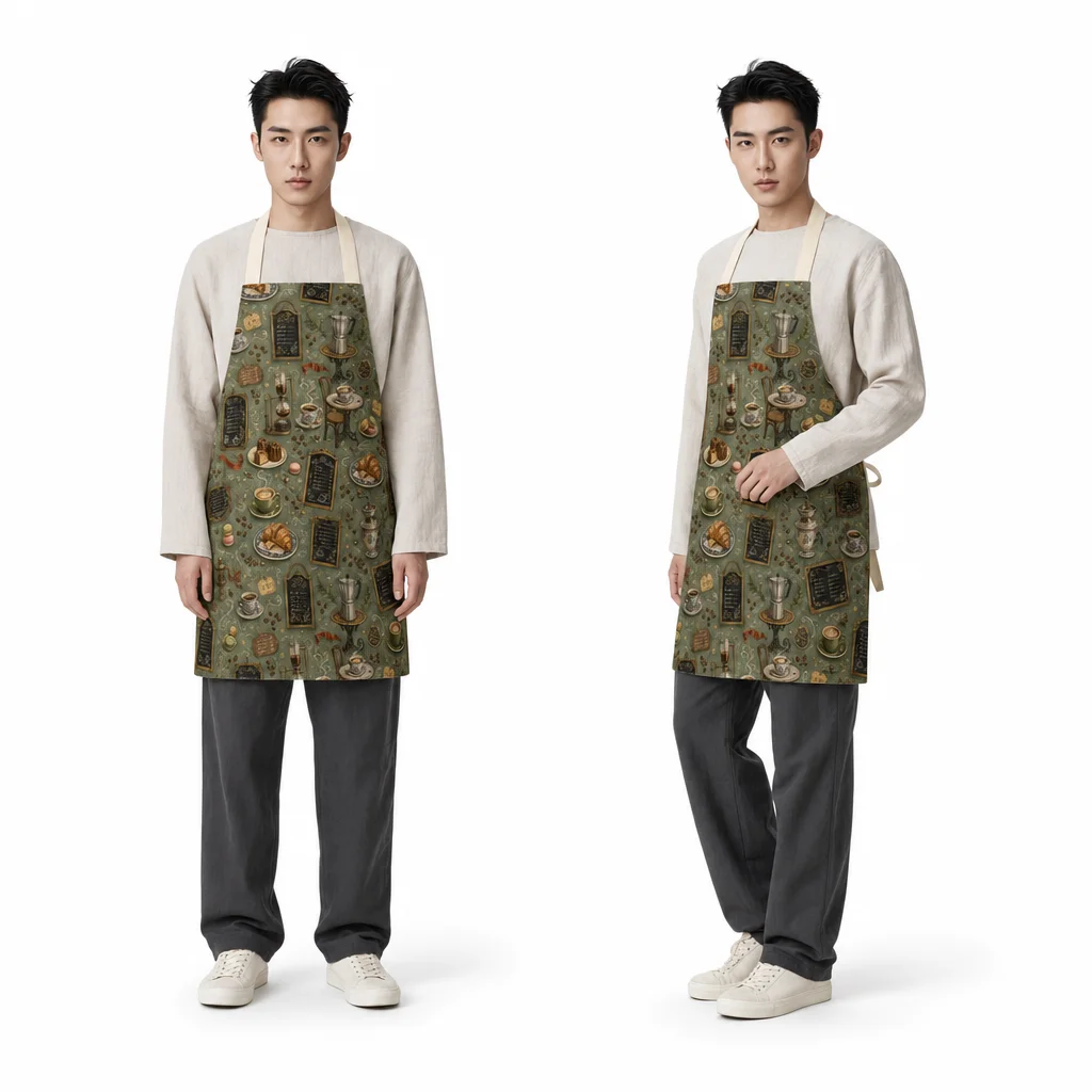 Vintage Café Menu All-Over Print Apron - worn by model