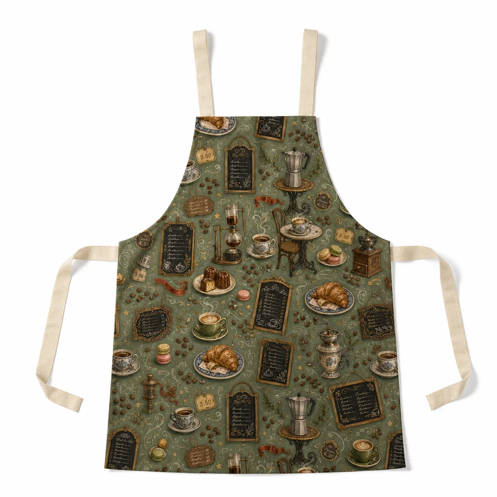 Vintage Café Menu All-Over Print Apron - flat lay
