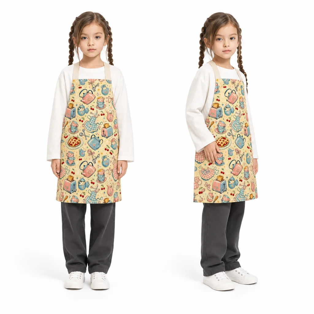 Retro Powder Blue Kitchen All-Over Print Apron - worn by model