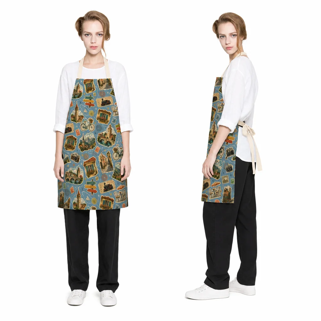 European Travel Stickers All-Over Print Apron - worn by model