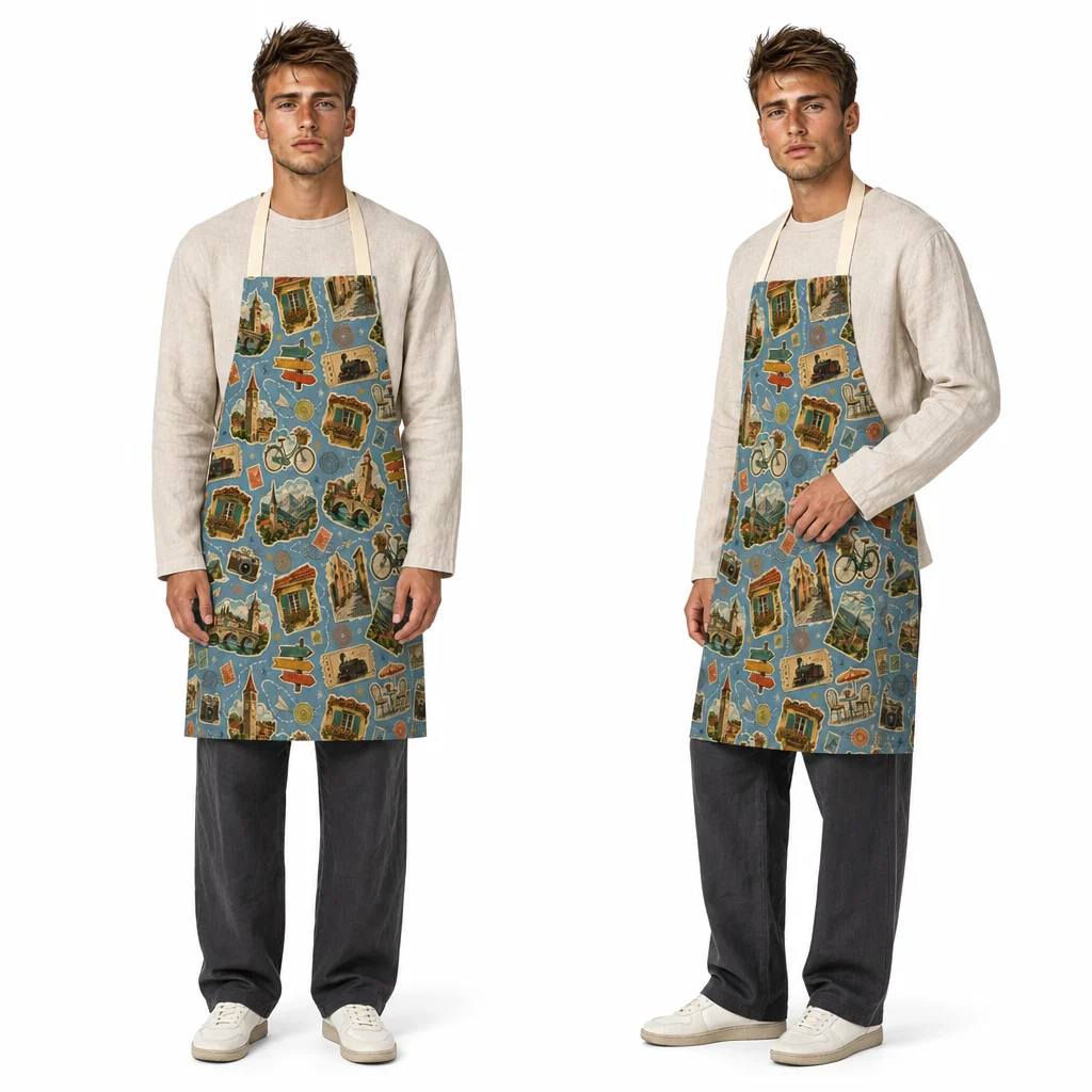 European Travel Stickers All-Over Print Apron - worn by model