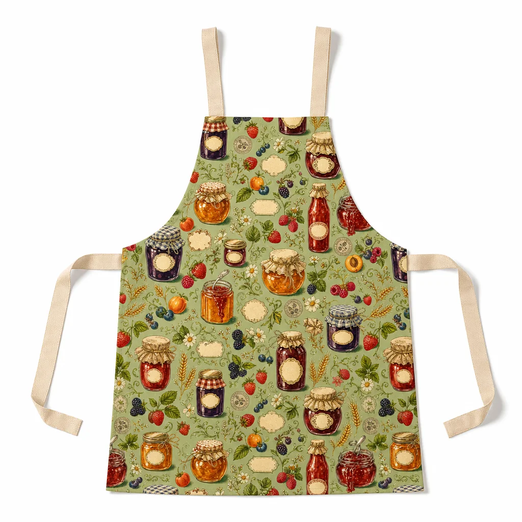 Vintage Jam Jars All-Over Print Apron - flat lay