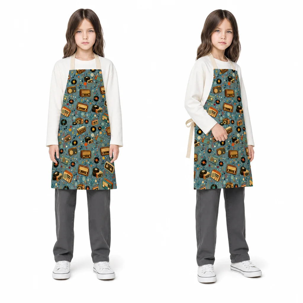 Retro Radio Jazz All-Over Print Apron - worn by model