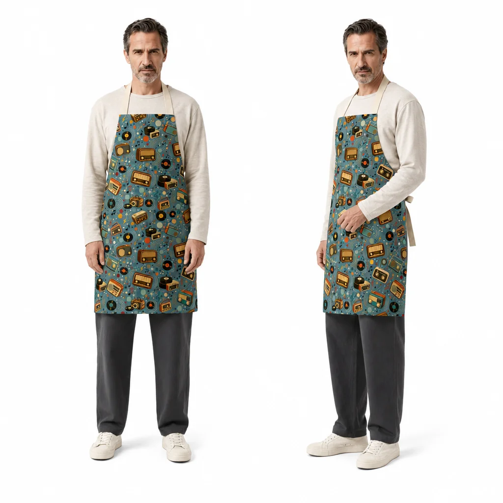 Retro Radio Jazz All-Over Print Apron - worn by model