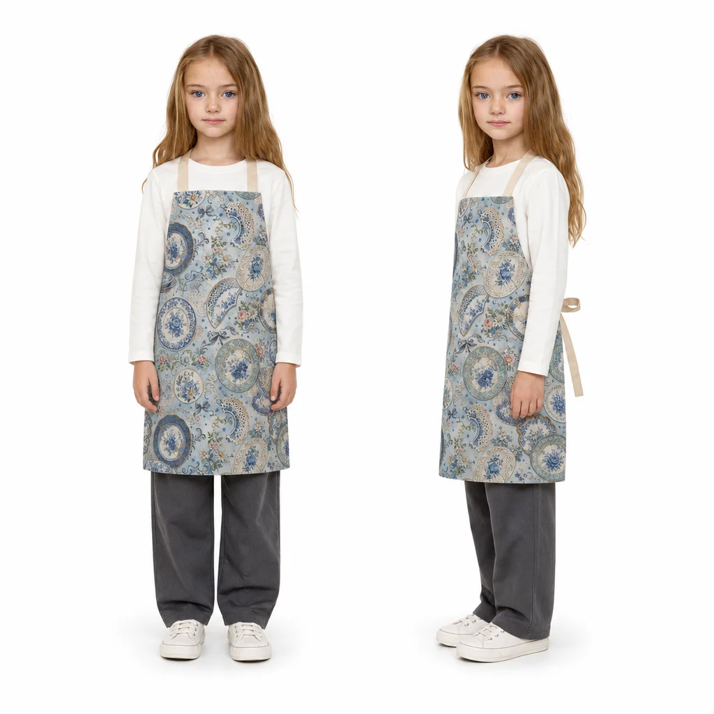 Vintage Porcelain Lace All-Over Print Apron - worn by model