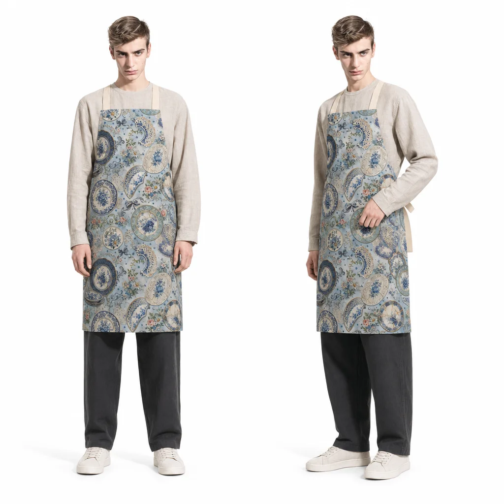 Vintage Porcelain Lace All-Over Print Apron - worn by model