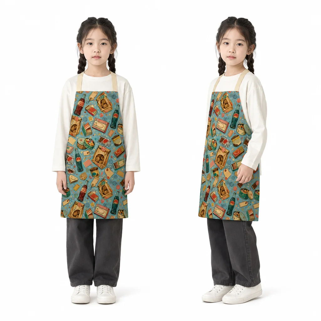Vintage Grocery Packaging All-Over Print Apron - worn by model