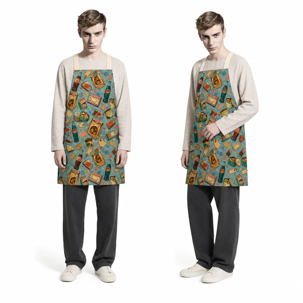 Vintage Grocery Packaging All-Over Print Apron - worn by model