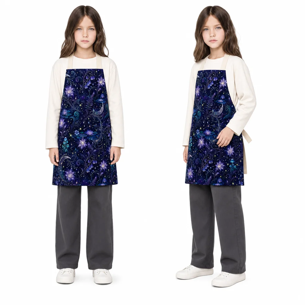 Midnight Moon Garden All-Over Print Apron - worn by model