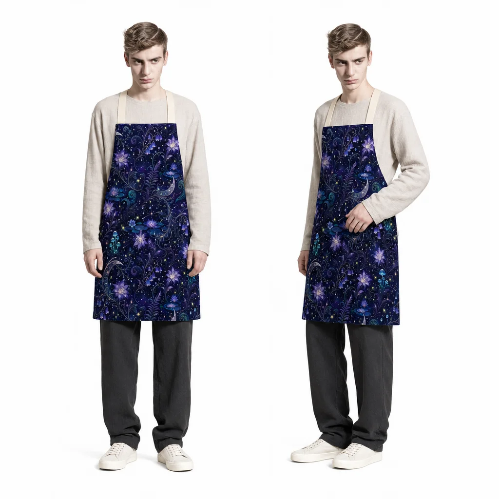 Midnight Moon Garden All-Over Print Apron - worn by model