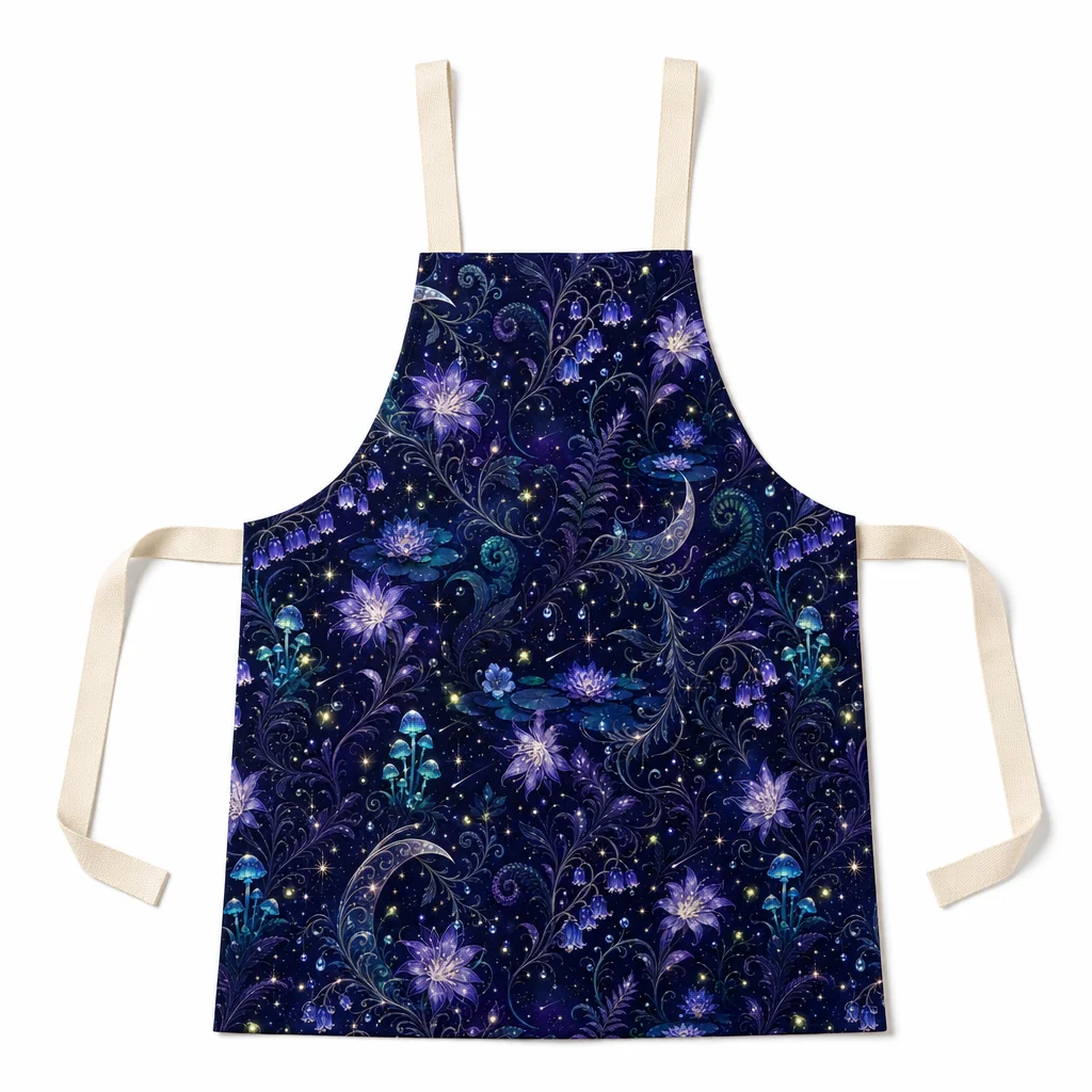 Midnight Moon Garden All-Over Print Apron - flat lay