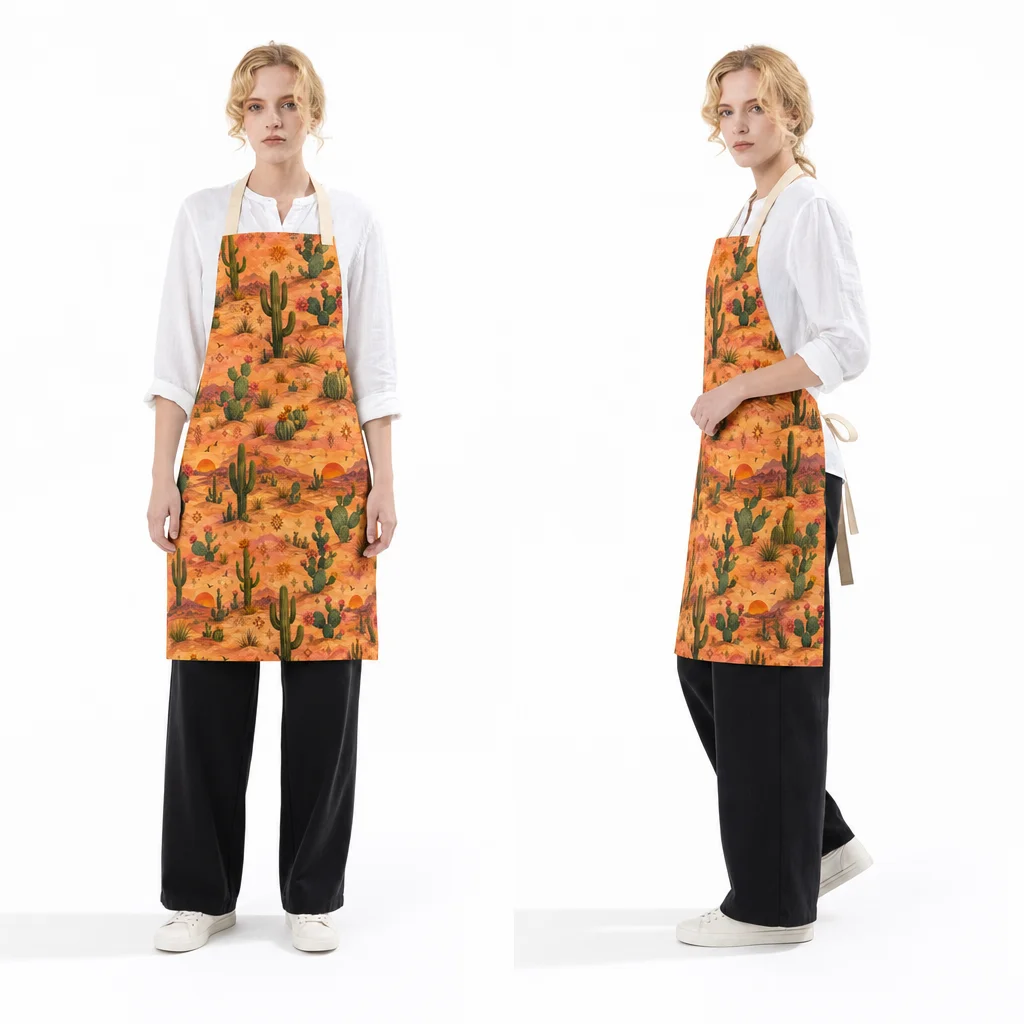 Desert Cactus Sunset All-Over Print Apron - worn by model