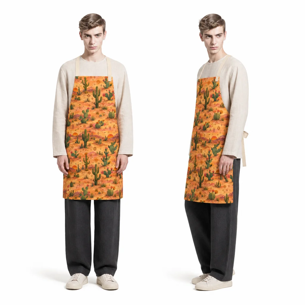 Desert Cactus Sunset All-Over Print Apron - worn by model
